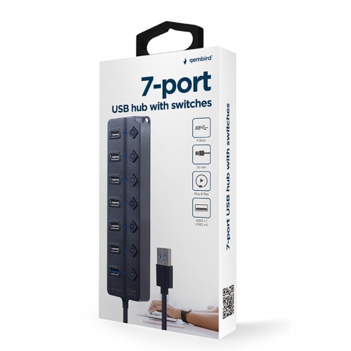 USB-хаб Gembird UHB-U3P1U2P6P-01 on/off (1xUSB3.1 + 6xUSB2.0 port)