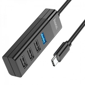 USB-хаб Hoco HB25 4in1 (Type-C to 3xUSB2.0 + USB3.0) black
