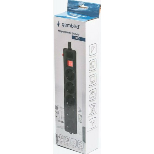 Сетевой фильтр Gembird SPG5-G-15B-PRO 4.5m black