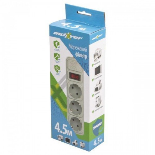 Сетевой фильтр Maxxter SPM3-G-15G 4.5m grey