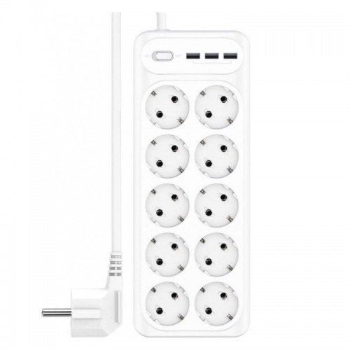 Мережевий фільтр XO WL07 (3xUSB/10xSocket) white