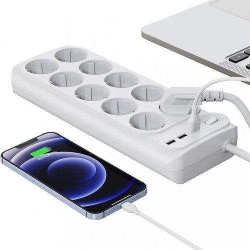 Мережевий фільтр XO WL07 (3xUSB/10xSocket) white