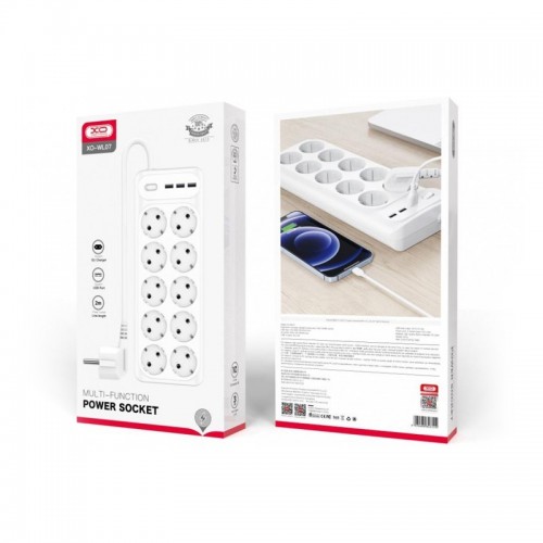Мережевий фільтр XO WL07 (3xUSB/10xSocket) white