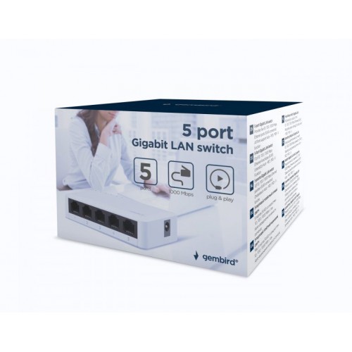 Коммутатор Gembird NSW-G5-01, 5 Ports, Gigabit