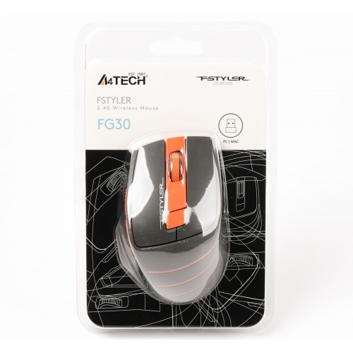 Мышь беспроводная A4Tech FG30 Fstyler Orange