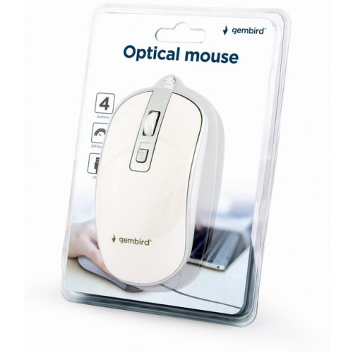 Мышь проводная Gembird MUS-4B-06-WS, USB White / Grey