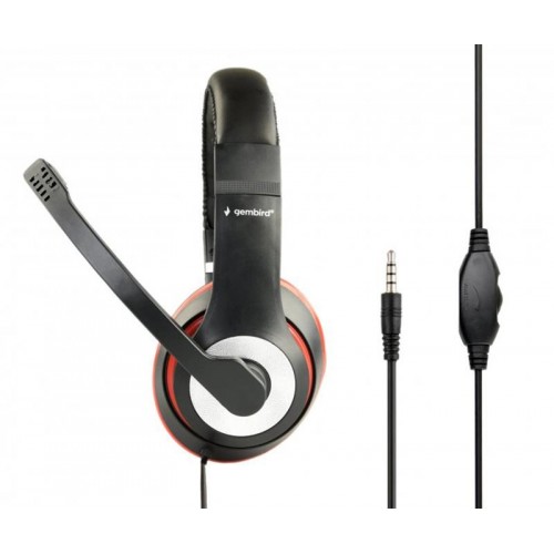 Наушники Gembird MHS-03-BKRD black/red