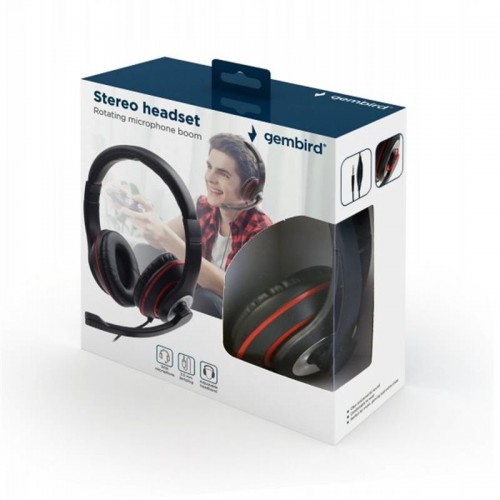 Наушники Gembird MHS-03-BKRD black/red