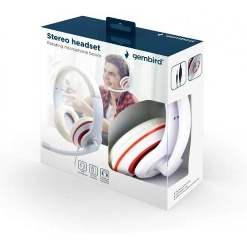 Наушники Gembird MHS-03-WTRD white/red
