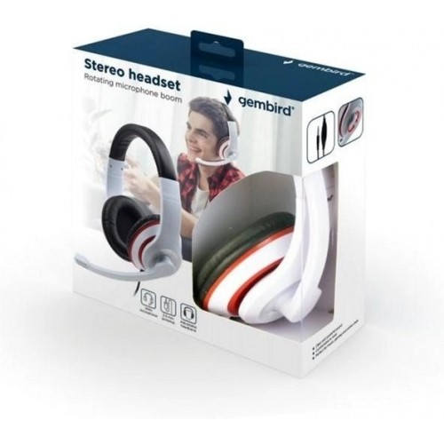 Навушники Gembird MHS-03-WTRDBK white/red/black