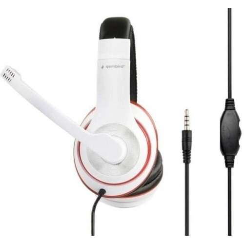 Навушники Gembird MHS-03-WTRDBK white/red/black