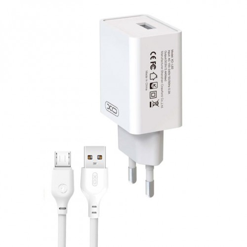 Мережевий зарядний пристрій XO L93 Micro (USB, 2.4A/Cable MicroUSB) white