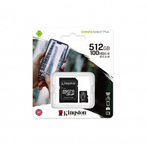 Карта памяти MicroSDXC 512Gb Kingston Canvas Select Plus Class 10 A1 UHS-I (адаптер SD)