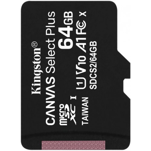Карта памяти MicroSDXC 64Gb Kingston Canvas Select Plus Class 10 A1 UHS-I (card only)