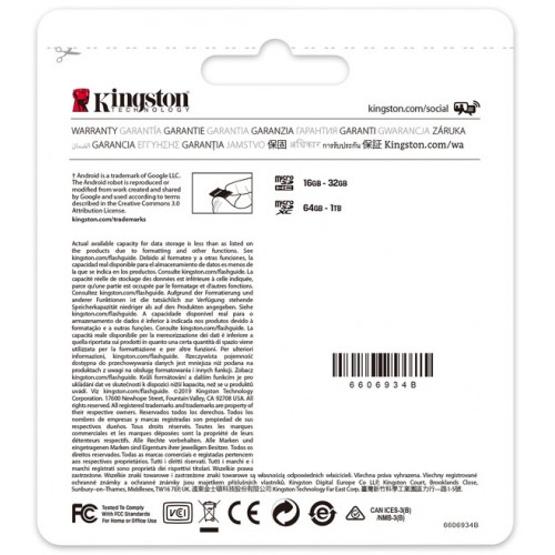 Карта памяти MicroSDXC 64Gb Kingston Canvas Select Plus Class 10 A1 UHS-I (card only)