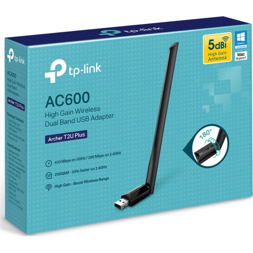 WiFi адаптер TP-Link Archer T2U plus AC600, USB