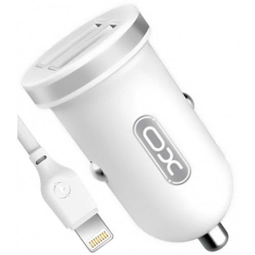 Автомобильное зарядное устройство XO TZ08 Lightning (2xUSB 2.1A/Cable Lightning) white