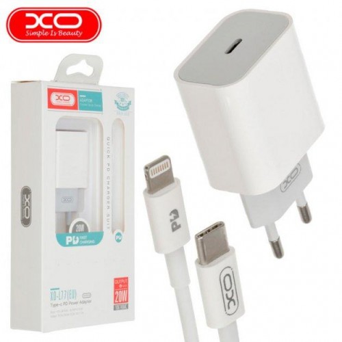 Сетевое зарядное устройство XO L77 PD (Type-C, 20W) white