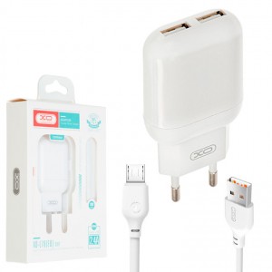 Сетевое зарядное устройство XO L78 Micro (2xUSB, 2.4A/Cable MicroUSB) white