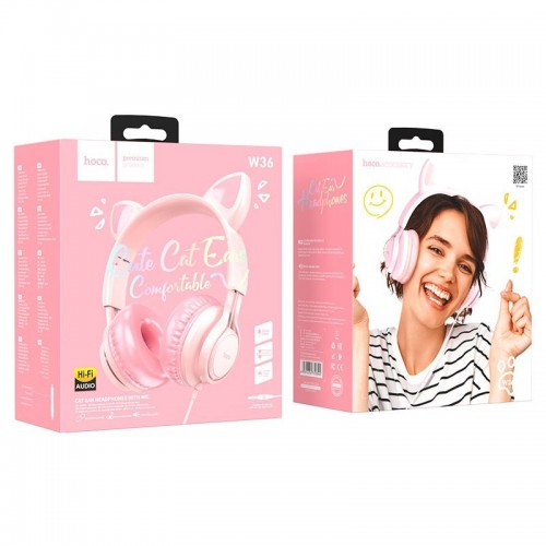 Наушники Hoco W36 Cat Pink