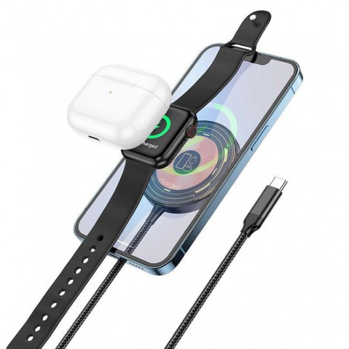 БЗП Hoco CW45 3in1 15W Magnetic Wireless Charger black