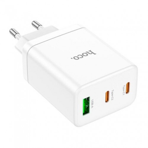 Мережевий зарядний пристрій Hoco N33 PD+QC3.0 (USB, 2xType-C, 35W) white