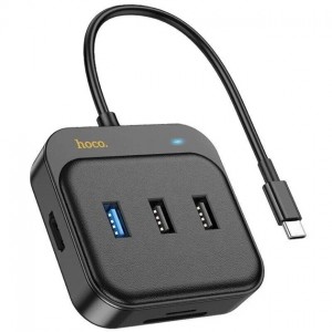 USB-хаб Hoco HB38 7in1 (Type-C to USB3.0, 2xUSB2.0, SD/TF, PD100W + HDMI) black
