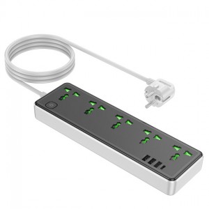 Сетевой фильтр Hoco AC13A (3xUSB/Type-C/5xSocket) 1.5m. black