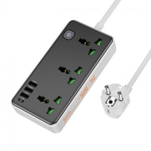 Сетевой фильтр Hoco AC8A (3xUSB/1xType-C/3xSocket) 1.5m. black