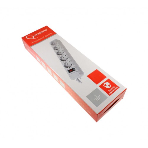 Сетевой фильтр Gembird SPG5-G-10MG 10.0m grey