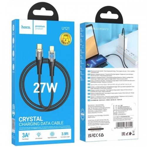 USB кабель Hoco U121 Type-C to Lightning black