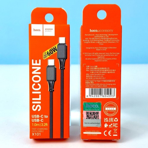 USB кабель Hoco X101 Type-C to Type-C 60W black