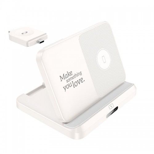 Беспроводное зарядное устройство Hoco CQ7 3in1 Wireless Fast Charger 15W white
