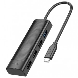 USB-хаб Hoco HB41 4in1 (Type-C to 3xUSB2.0 + USB3.0) 0.2m. black