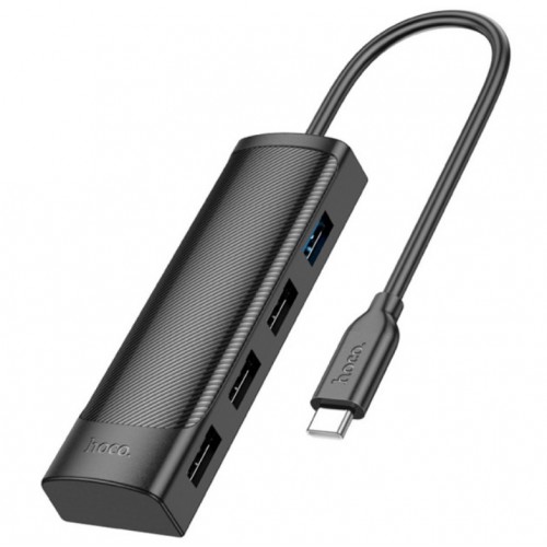 USB-хаб Hoco HB41 4in1 (Type-C to 3xUSB2.0 + USB3.0) 0.2m. black