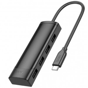 USB-хаб Hoco HB41 4in1 (Type-C to 4xUSB2.0) 0.2m. black