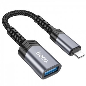 Переходник Hoco UA24 Lightning to USB OTG grey