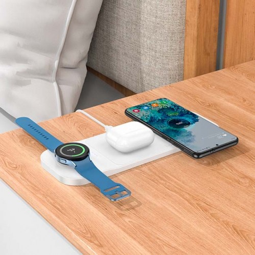Беспроводное зарядное устройство Hoco CQ6 3in1 Wireless Fast Charger 23W white
