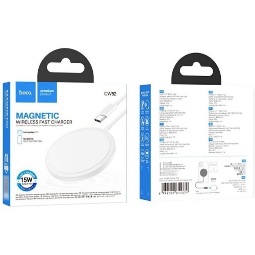 Беспроводное зарядное устройство Hoco CW52 MagSafe Wireless Charger 15W white