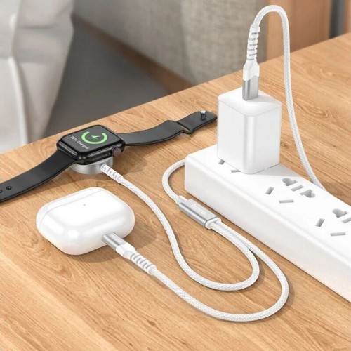 Зарядное беспроводное устройство Hoco CW54 2in1 Wireless Charger for Apple Watch white