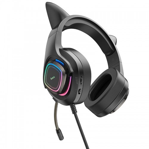 Наушники Hoco W107 Luminous Gaming Phantom Cat black
