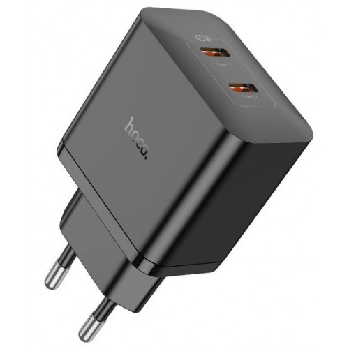 Сетевое зарядное устройство Hoco N35 PD (2xType-C, 45W) black
