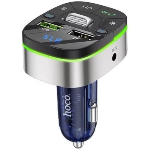 FM-трансмиттер Hoco E71 Bluetooth FM Launcher QC3.0 blue