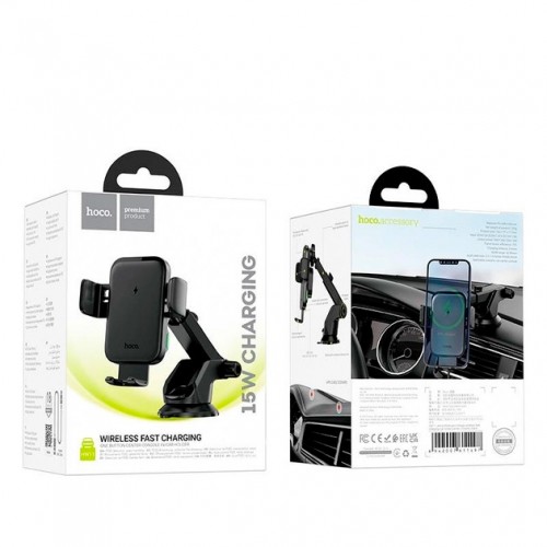Тримач Hoco HW11 Wireless Charging 15W black