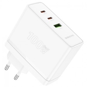 Сетевое зарядное устройство Borofone BN11 PD+QC3.0 (USB, 2xType-C, 100W) white
