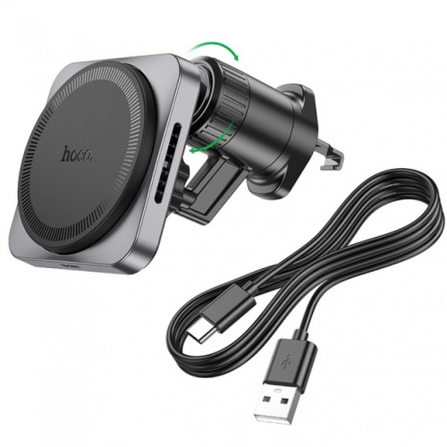 Держатель Hoco HW15 MagSafe Wireless Charging 15W grey