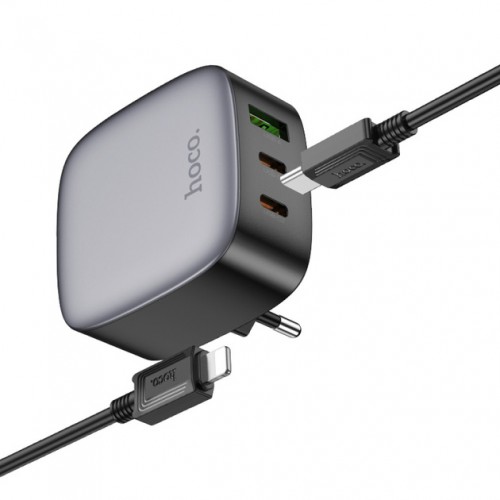 Сетевое зарядное устройство Hoco CS33A PD+QC3.0 Lightning (2xUSB, Type-C, 30W/Cable Type-C to Lightning) black