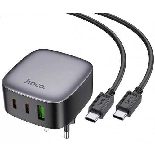 Мережевий зарядний пристрій Hoco CS33A PD+QC3.0 Type-C (2xUSB, Type-C, 30W/Cable Type-C to Type-C) black