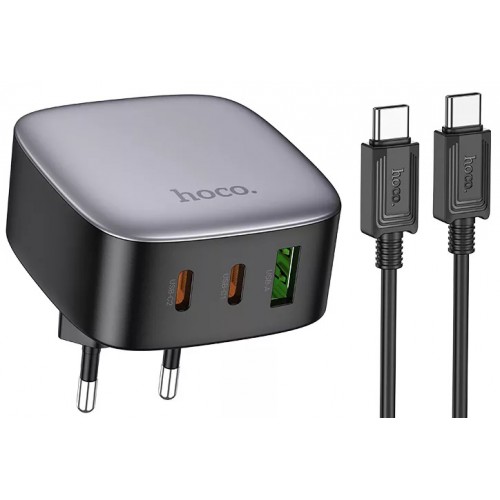 Мережевий зарядний пристрій Hoco CS33A PD+QC3.0 Type-C (2xUSB, Type-C, 30W/Cable Type-C to Type-C) black