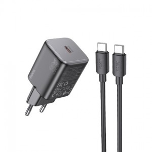 Сетевое зарядное устройство Hoco N40 PD Type-C, 20W / Cable Type-C to Type-C black